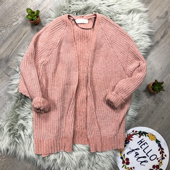 Chenille Open Knit Cardigan Sweater Warm NWT - Picture 4 of 8